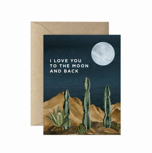 Moon and Back Greeting Card | Valentine's Love Friendship