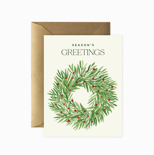 Season's Greetings Wreath Greeting Card | Christmas Card